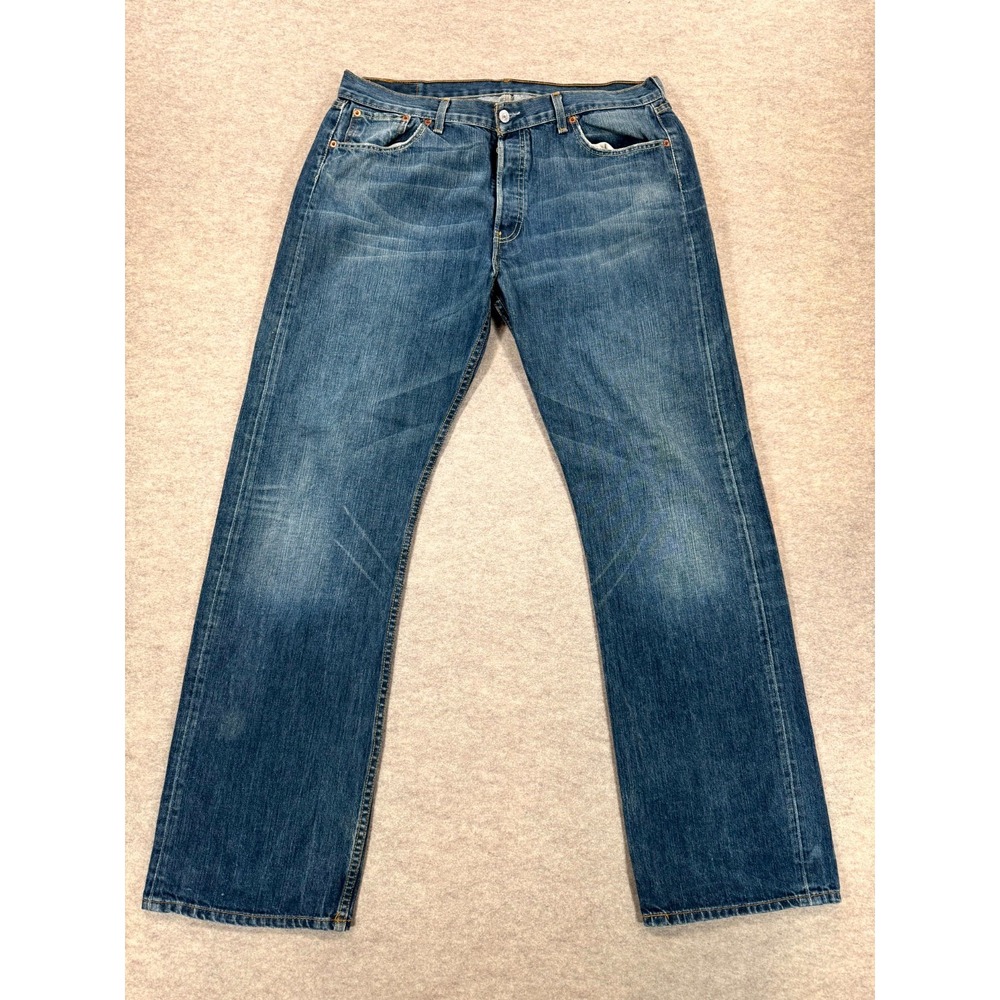 Levi's 501 Jeans Men 36x31 Blue Denim Cotton Button Fly Straight Leg Casual Wear